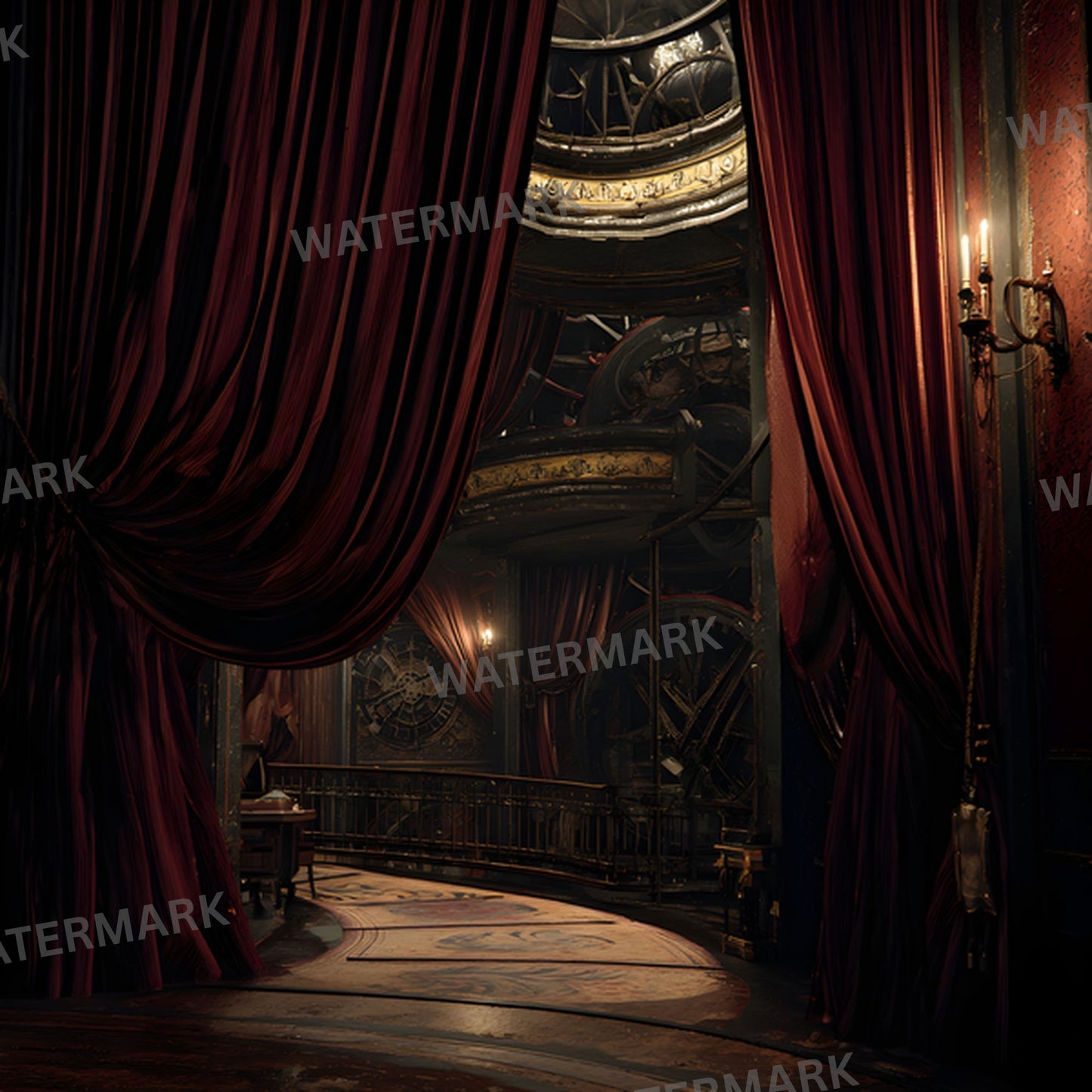Abandoned Victorian Theater Digital Backdrop, Moody Interior Photography Background, Stage Set, Gothic Theater Design, Dark Academia Digital Art