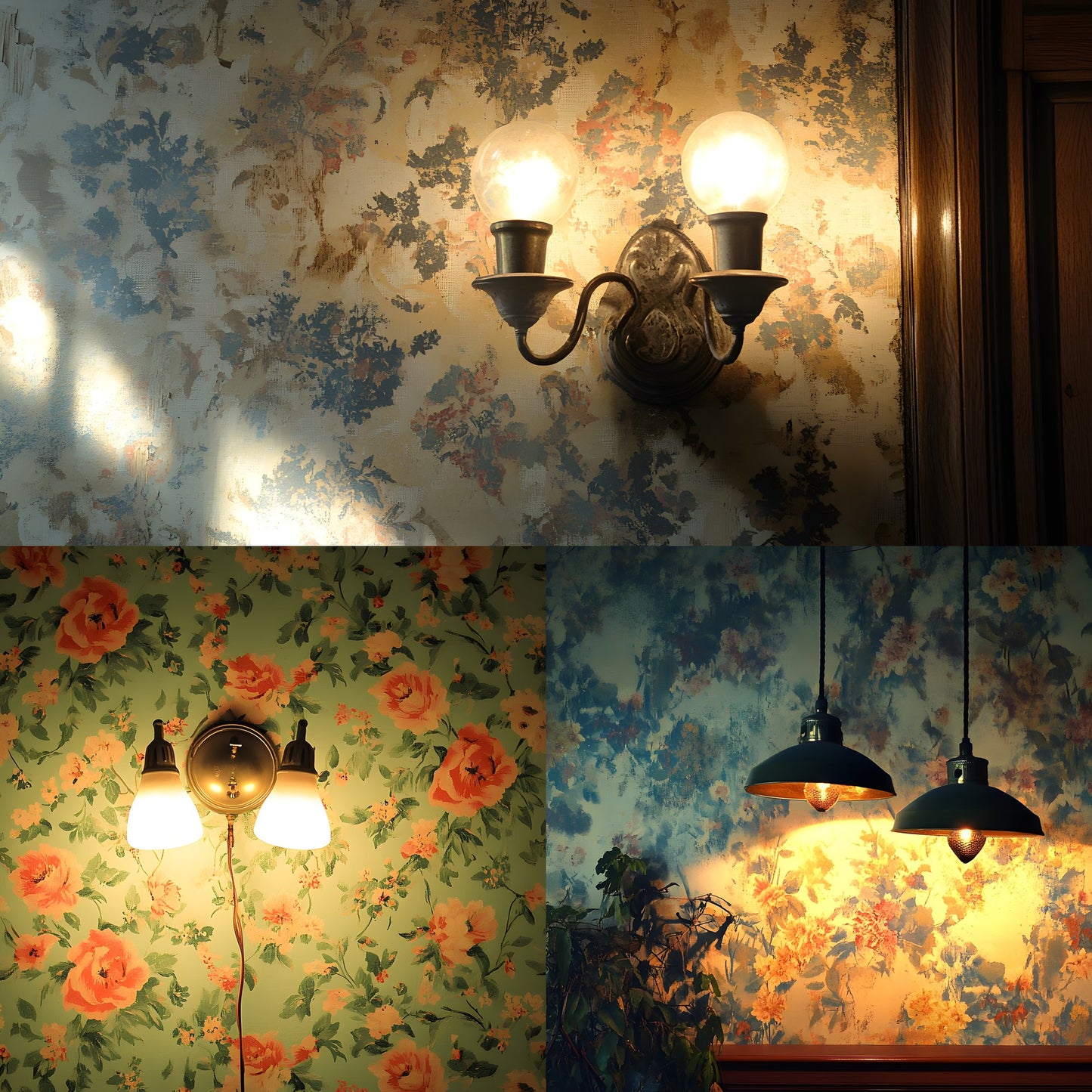 Vintage Wallpaper Room Digital Backdrop, Photography Backgrounds, Antique Interior Photo Prop, High-Res Image for Photographers