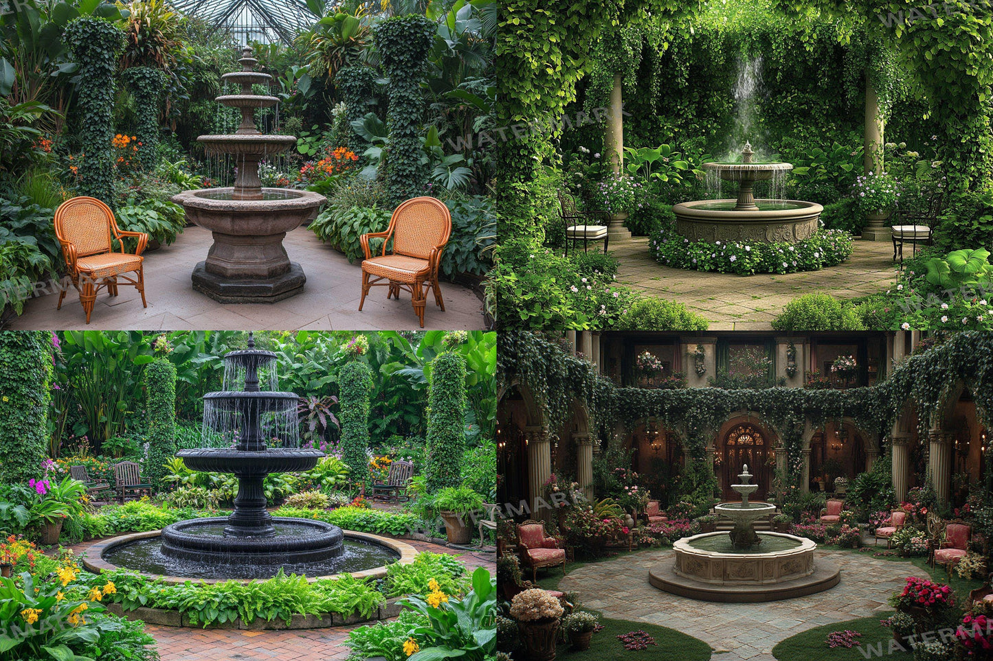 Victorian Garden Backdrop: 3PNGs for Portrait Photography Props, Historical Outdoor Photo Editing, Elegant Floral Digital Backdrops.