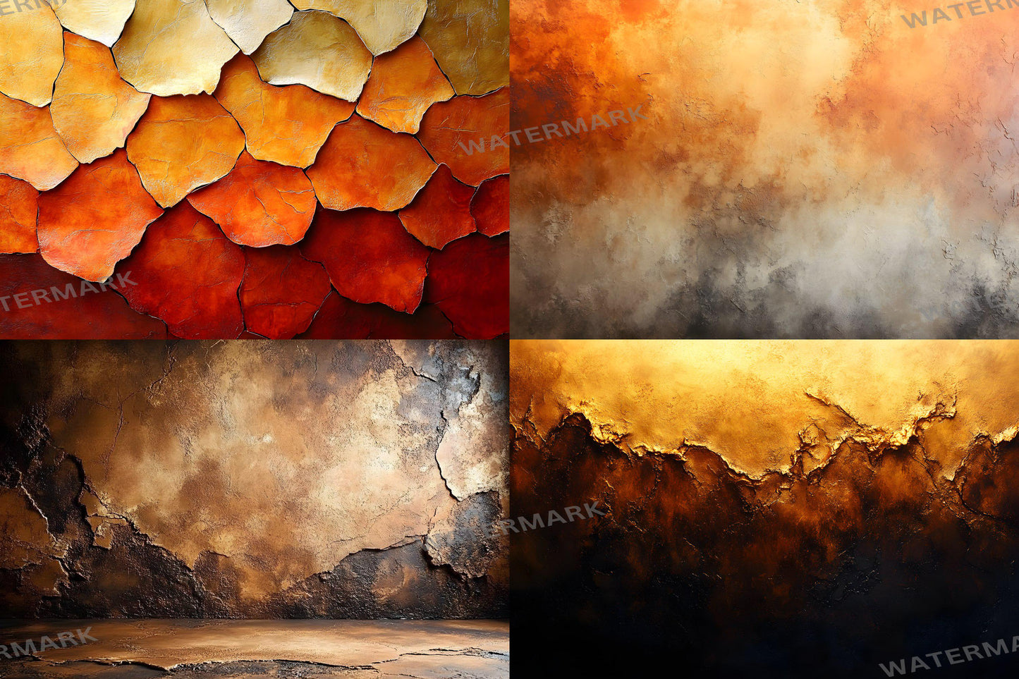 Amber Glow Textures - Warm Digital Backdrops & Abstract Grunge Overlays for Photography, Photoshop, Master Overlays, Portrait Studio