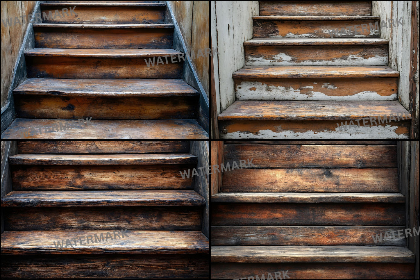 Rustic Wooden Stairs Digital Backdrop, Vintage Photography Background for Portrait Landscape, Fine Art Photography