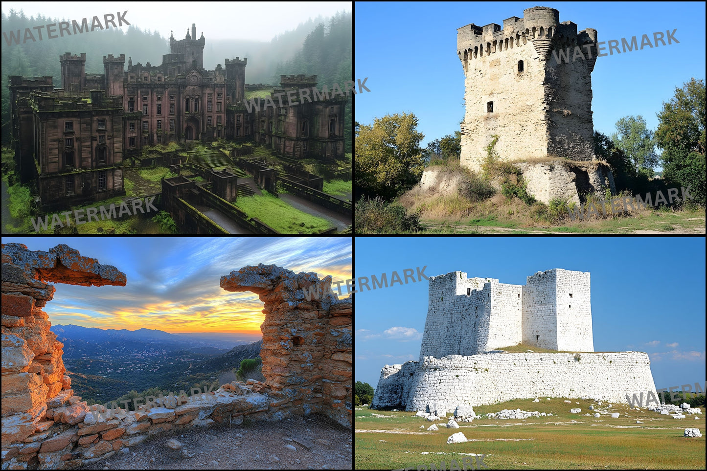 Abandoned Castle Backdrop, European Ruins Background, Photography Digital Download, Fantasy Photo, Medieval Scene, Images