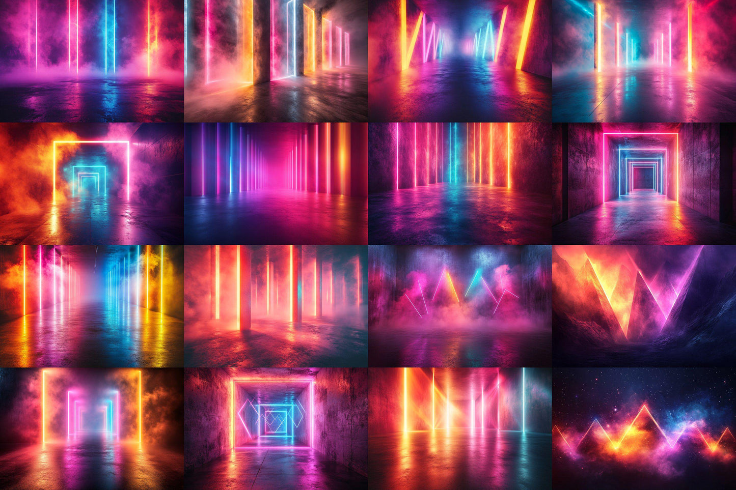 Modern Lightscape Glow Digital Backdrops - 6High-Resolution PNGs for Photography 00x00px - Commercial Use Allowed - Digital Backdrops
