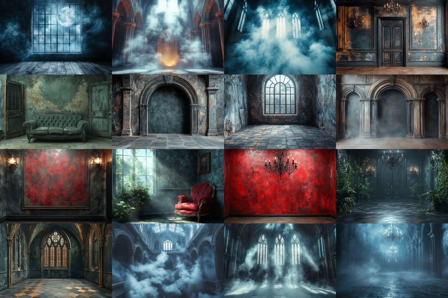 Gothic Digital Backdrops Mega Pack: Dark Fantasy Castle & Eerie Scene Backgrounds, Vampires, Halloween, Gothic - Gothic Backdrops