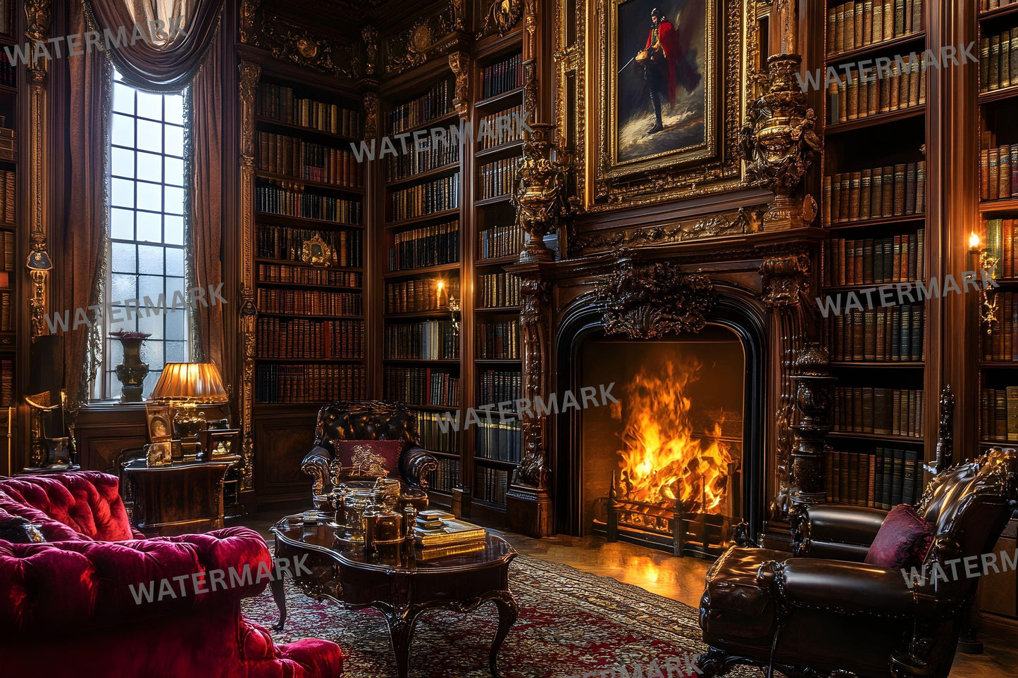 Century London Club Backdrops - 16 JPGs | Victorian Study Digital Backgrounds, Old English Library Photo Props