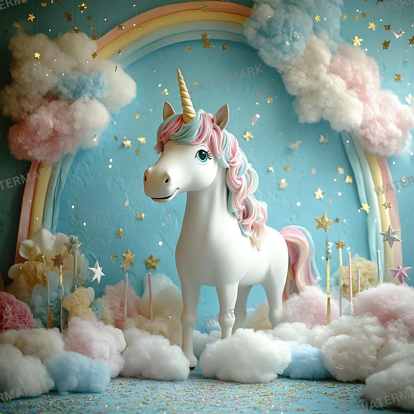 Unicorn Fantasy Backdrops - Magical Enchanted Clouds, Mythical Digital Backgrounds, Photoshop Overlay - Portraits, Photography Background