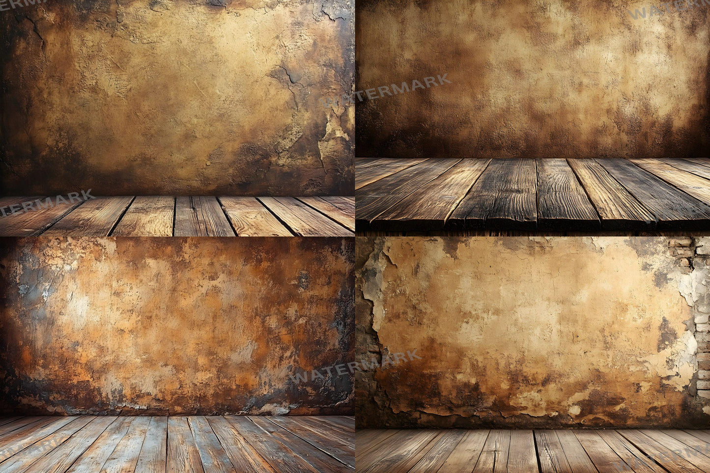 Sepia Brown Wall Backdrops - Antique, Warm Textured Digital Backgrounds