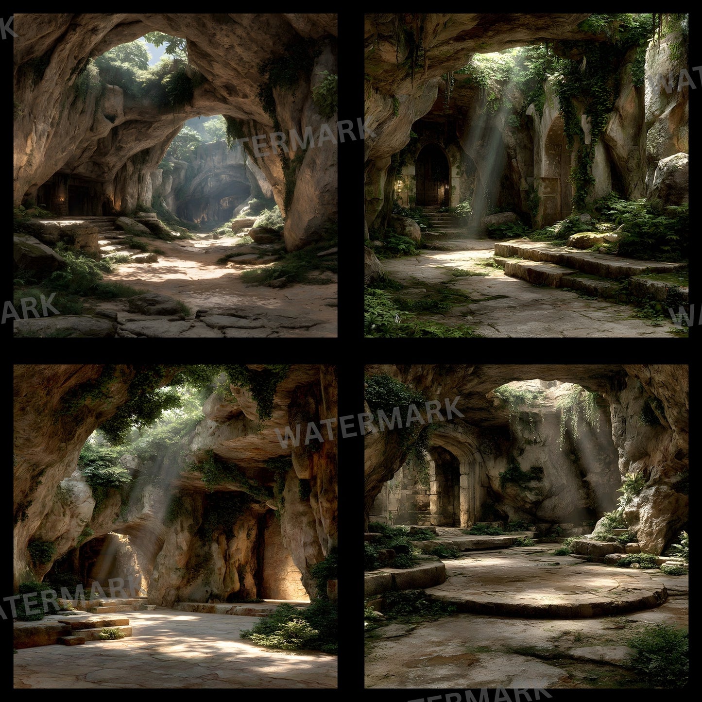 Ancient Stone Cave Digital Backdrop, Fantasy Photography Background, Photo Prop, Mythical Scene, Fine Art Photography, High Resolution Image