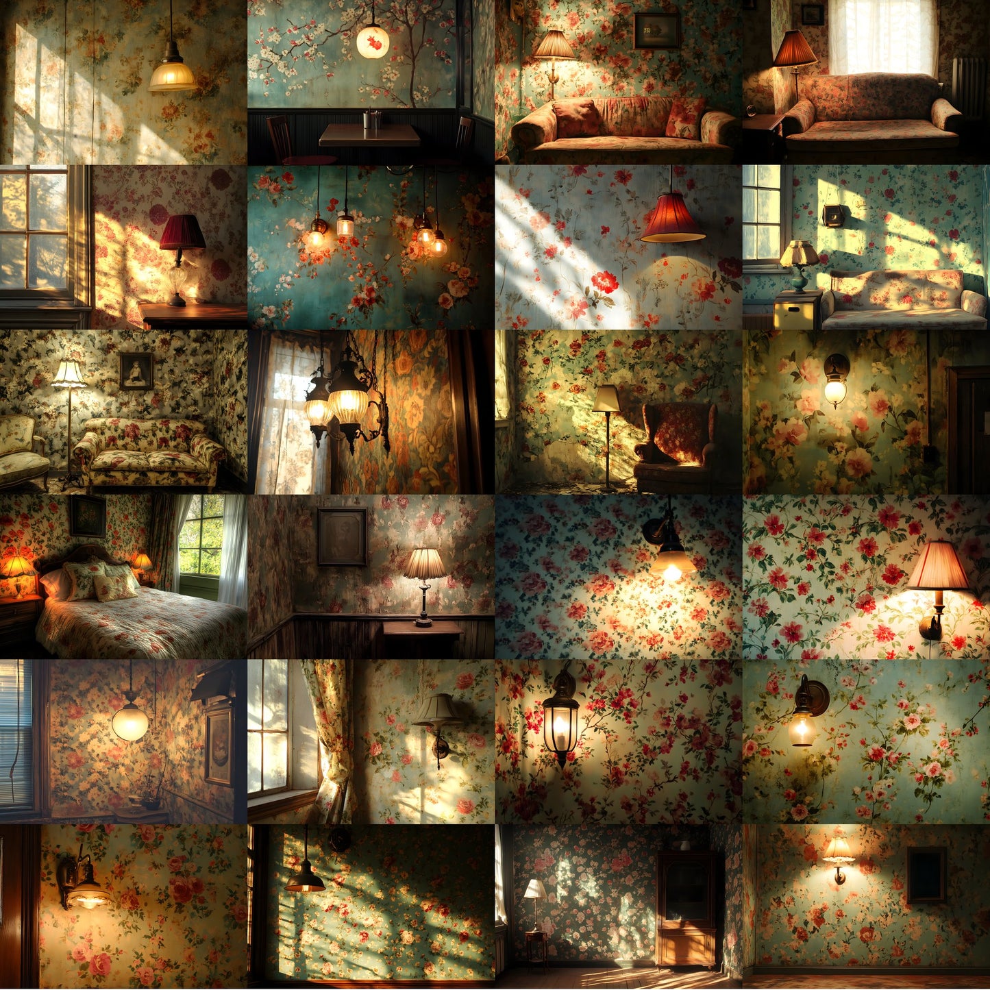 Vintage Wallpaper Room Digital Backdrop, Photography Backgrounds, Antique Interior Photo Prop, High-Res Image for Photographers
