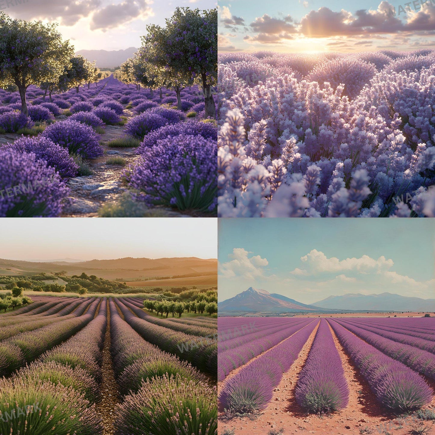 Lavender Field Backdrops - Digital Floral Background, Photography, Photoshop Overlays, Portraits, Products, Maternity & Wedding Backdrops