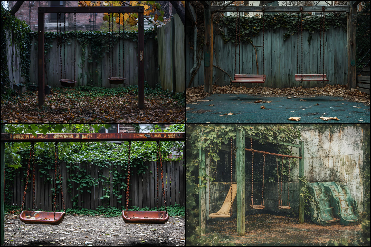 Run-Down Playground Digital Backdrop, Urban Photography Background, Graffiti Grunge Scene for Creative Composites, Photographer Resources