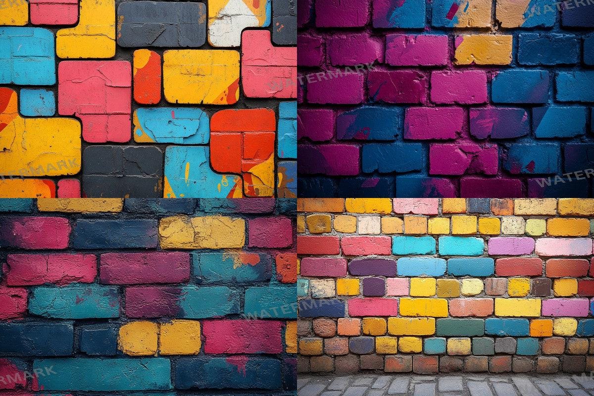 Urban Graffiti Wall Backdrops for Photography - Warm Inviting Digital PNGs 00x00px - Ideal for Artists Designers