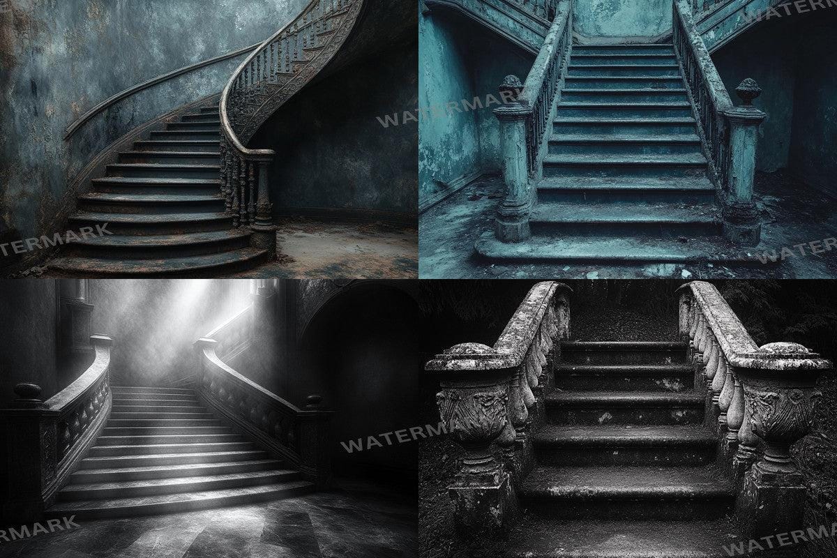 Dark Stone Staircase - Gothic Photography Backdrop - Photoshop Overlay - Haunted Background - Fantasy & Photo Editing - Gothic Backdrops