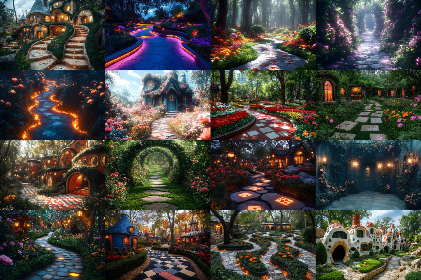 Alice���������s Garden Maze Backdrops - Fantasy Wonderland Digital Backgrounds for Photoshop and Master Overlays