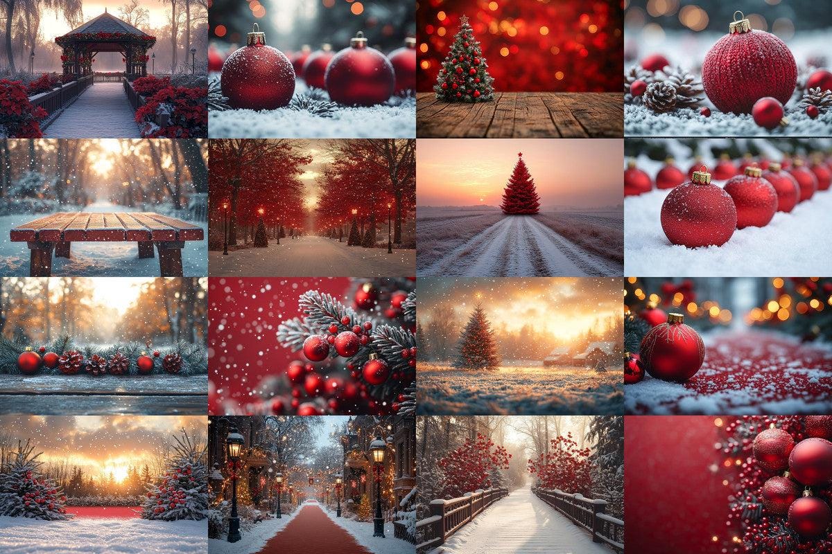 Warm Christmas Outdoor Scene Backdrops PNG Set for Digital Artists Photographers - 00x00px Commercial Use - Cozy Holiday Aesthetic