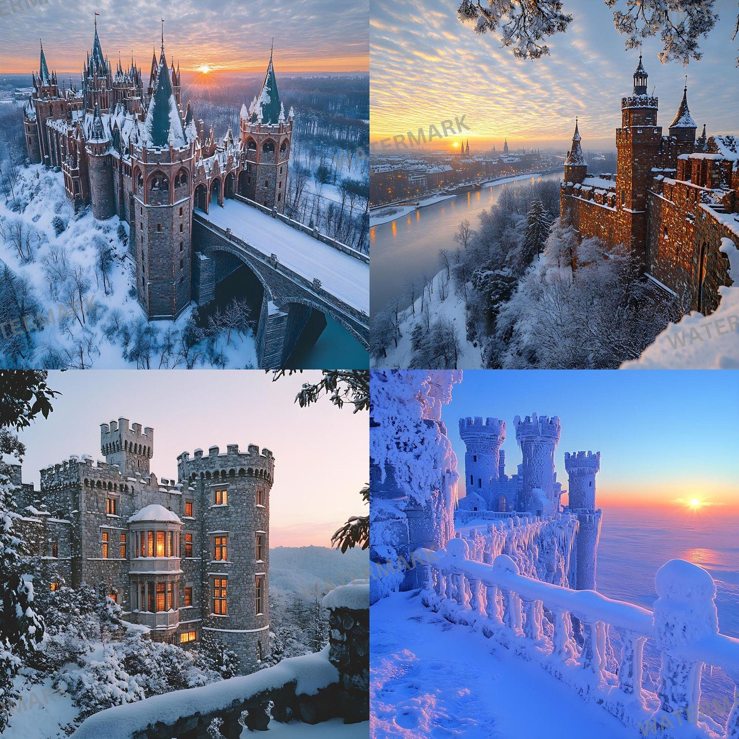 Winter Castle Digital Backdrops - Magical Winter Wonderland Photo Backdrops for Photographers, Family Portraits, Visual Storytelling