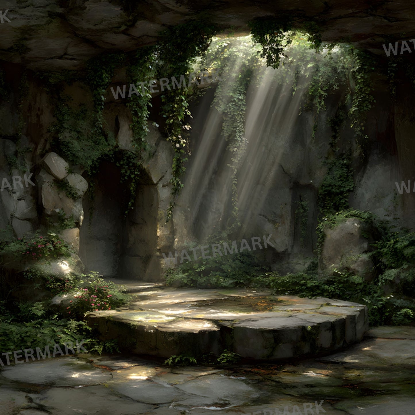 Ancient Stone Cave Digital Backdrop, Fantasy Photography Background, Photo Prop, Mythical Scene, Fine Art Photography, High Resolution Image