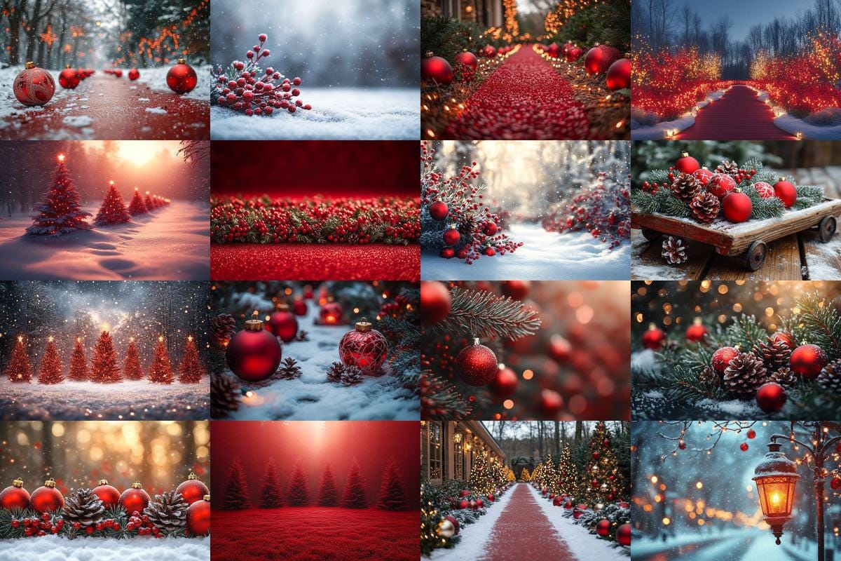 Warm Christmas Outdoor Scene Backdrops PNG Set for Digital Artists Photographers - 00x00px Commercial Use - Cozy Holiday Aesthetic