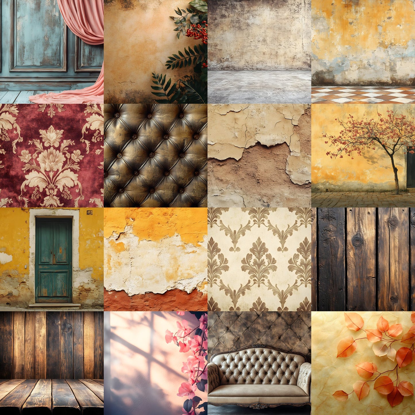 Brown Vintage Textured Wall Digital Backdrop, Photography Background for Portrait, Rustic Photo Booth, High-Resolution Images