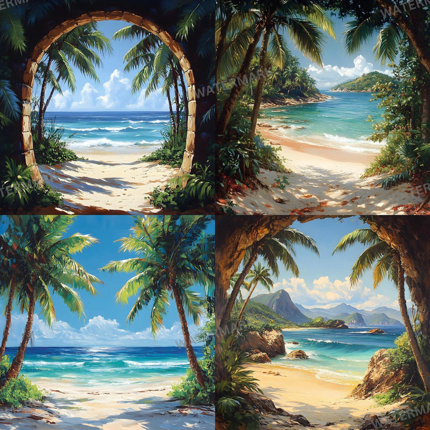 Tropical Paradise Backdrops - Stunning Beach, Sunset & Crystal Waters Digital Backgrounds - Beach Portrait Studio Backgrounds