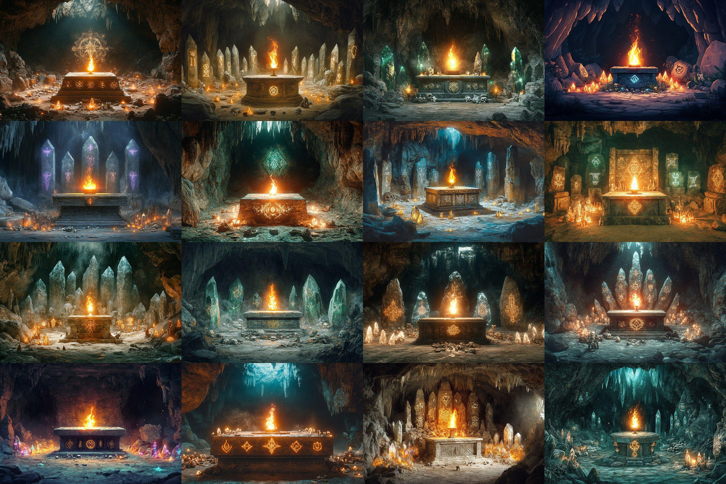 Ancient Cave Altar Backdrop: 3PNGs for Dark Fantasy Photography, Underground Ritual Chamber Scenes, Mystical Stone Digital Backdrops