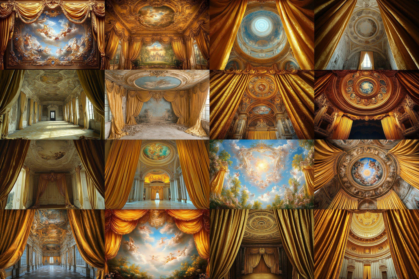 Baroque Regal Fresco Backdrops, Digital Renaissance Backgrounds, Grand Hall Photography Props, Printable Ornate Wallpapers, Royal Palace