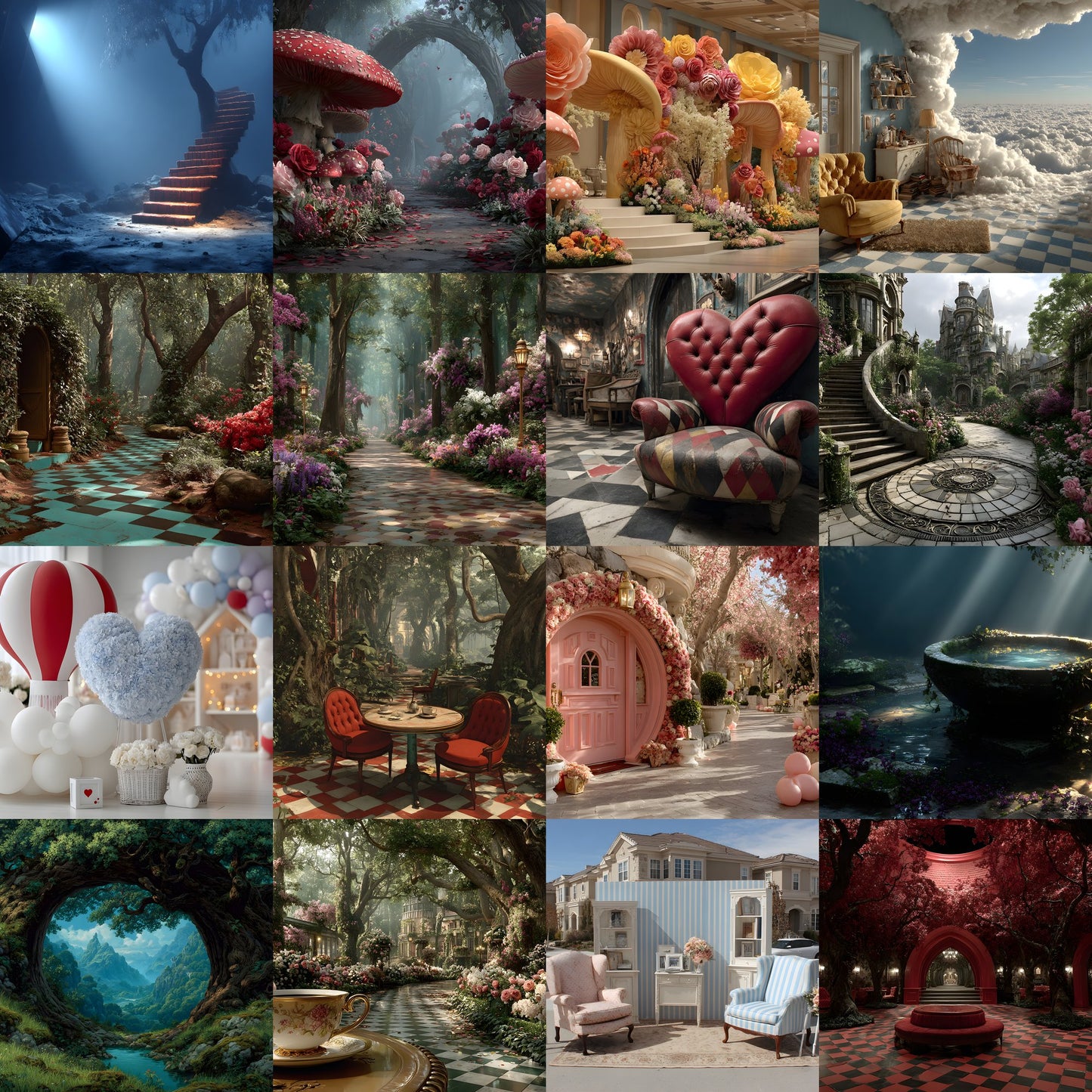 Alice in Wonderland Backdrop Digital Download, Whimsical Wonderland Background, Fantasy Photography Backdrop, Storybook Party, Ratio