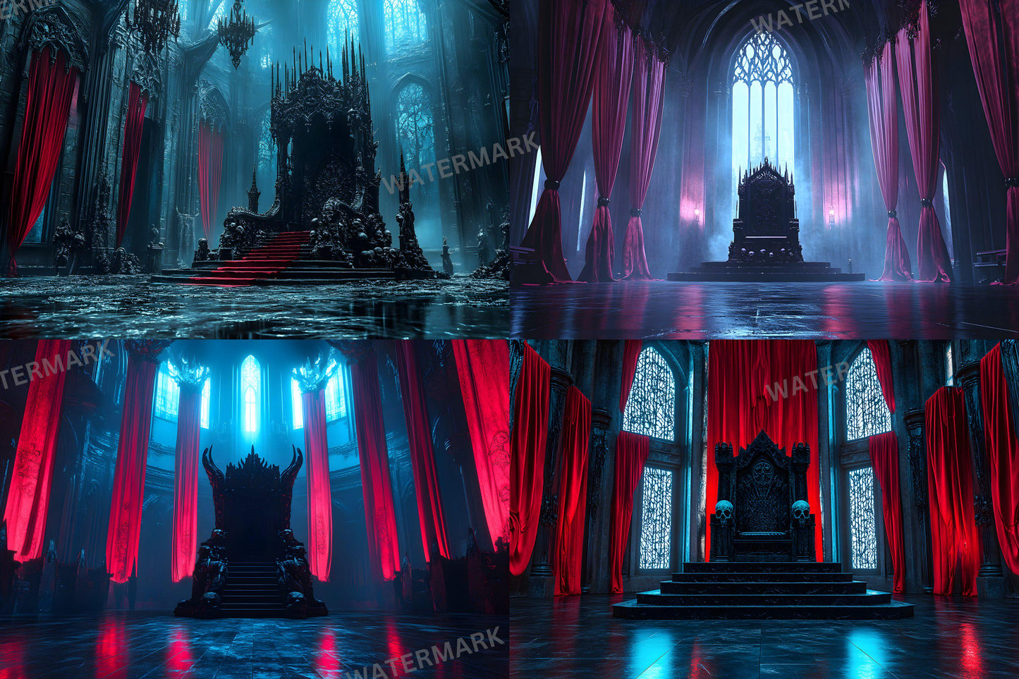 Gothic Throne Backdrops - 12 High-Resolution PNG Designs 00x00px for Dark Fantasy Aesthetic Commercial Use