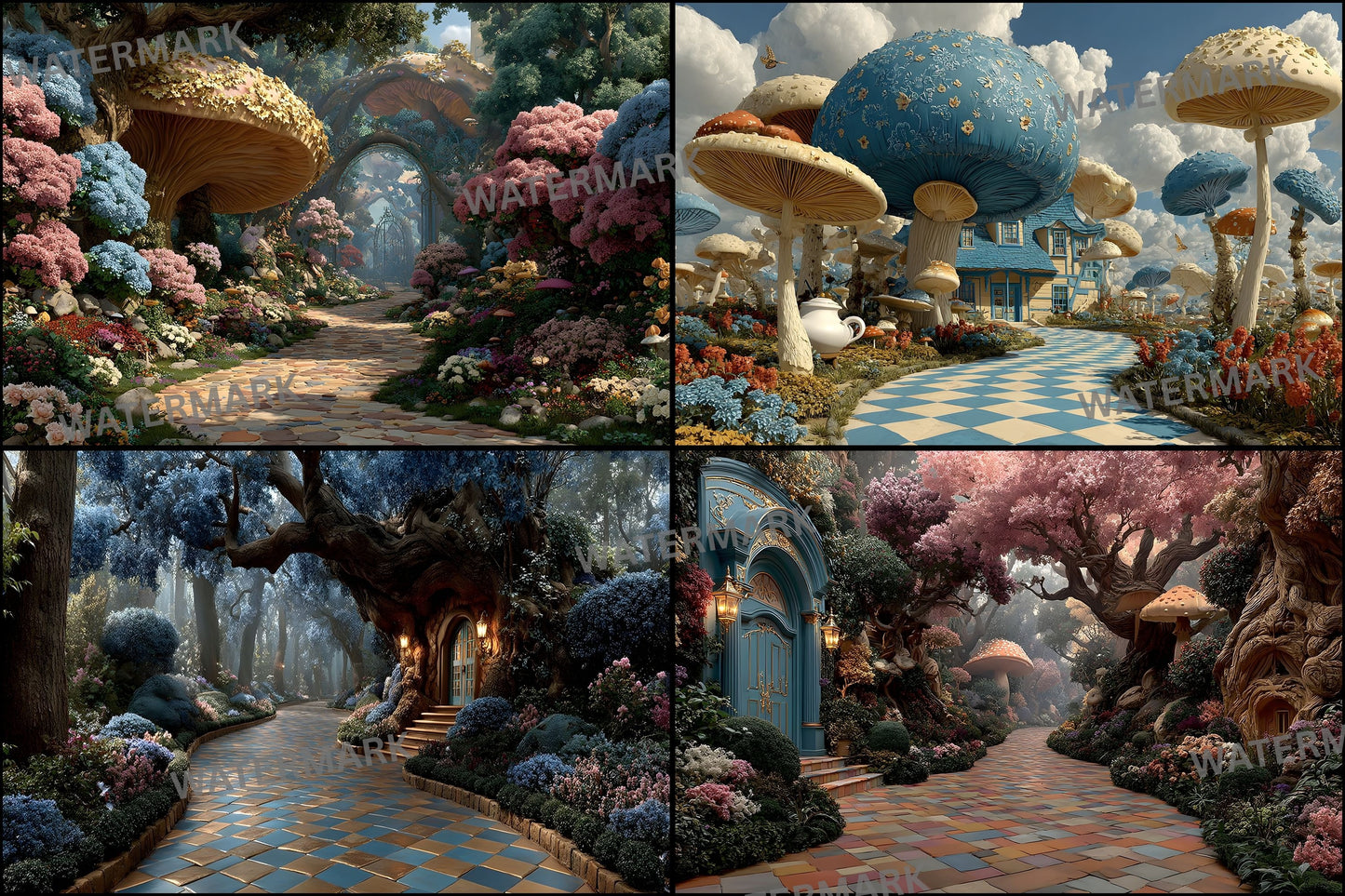 Alice in Wonderland Backdrop Digital Download, Whimsical Background for Photography, Fantasy Photo Prop, Dreamy Party Decor