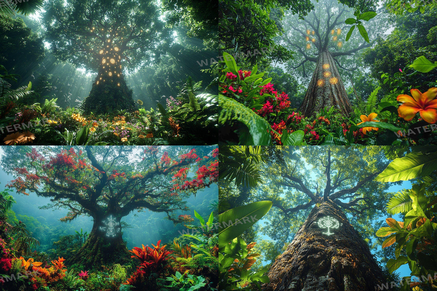 Amazonian Spirit Tree Digital Backdrops, Mystical Jungle Photography Backgrounds, Enchanted Rainforest Scenery - Magical Tree Backgrounds