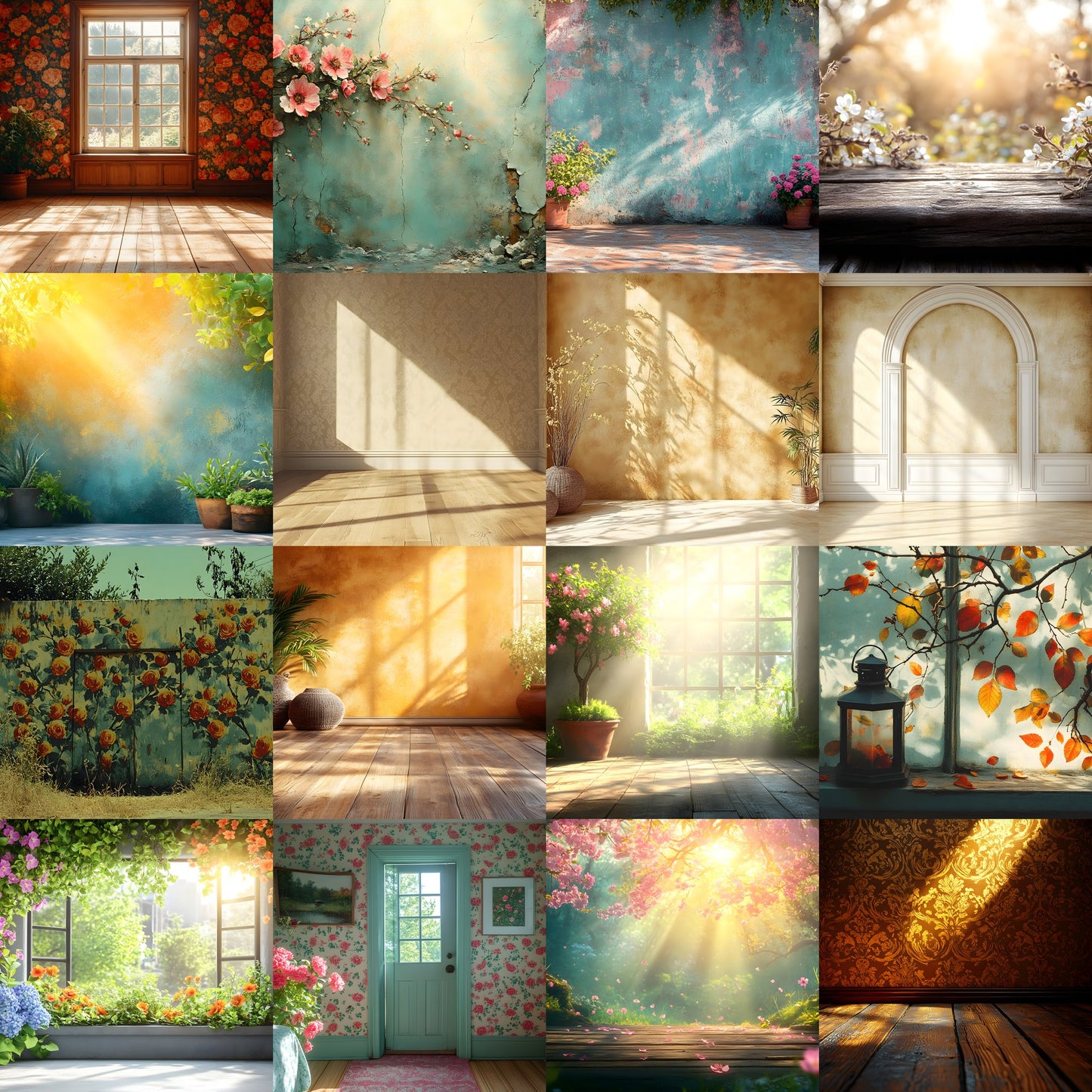 Vintage Sunlit Room Digital Backdrop, Wallpaper Backgrounds, Photography, Cozy Interior Scene, High-Resolution Download, Photo Overlays