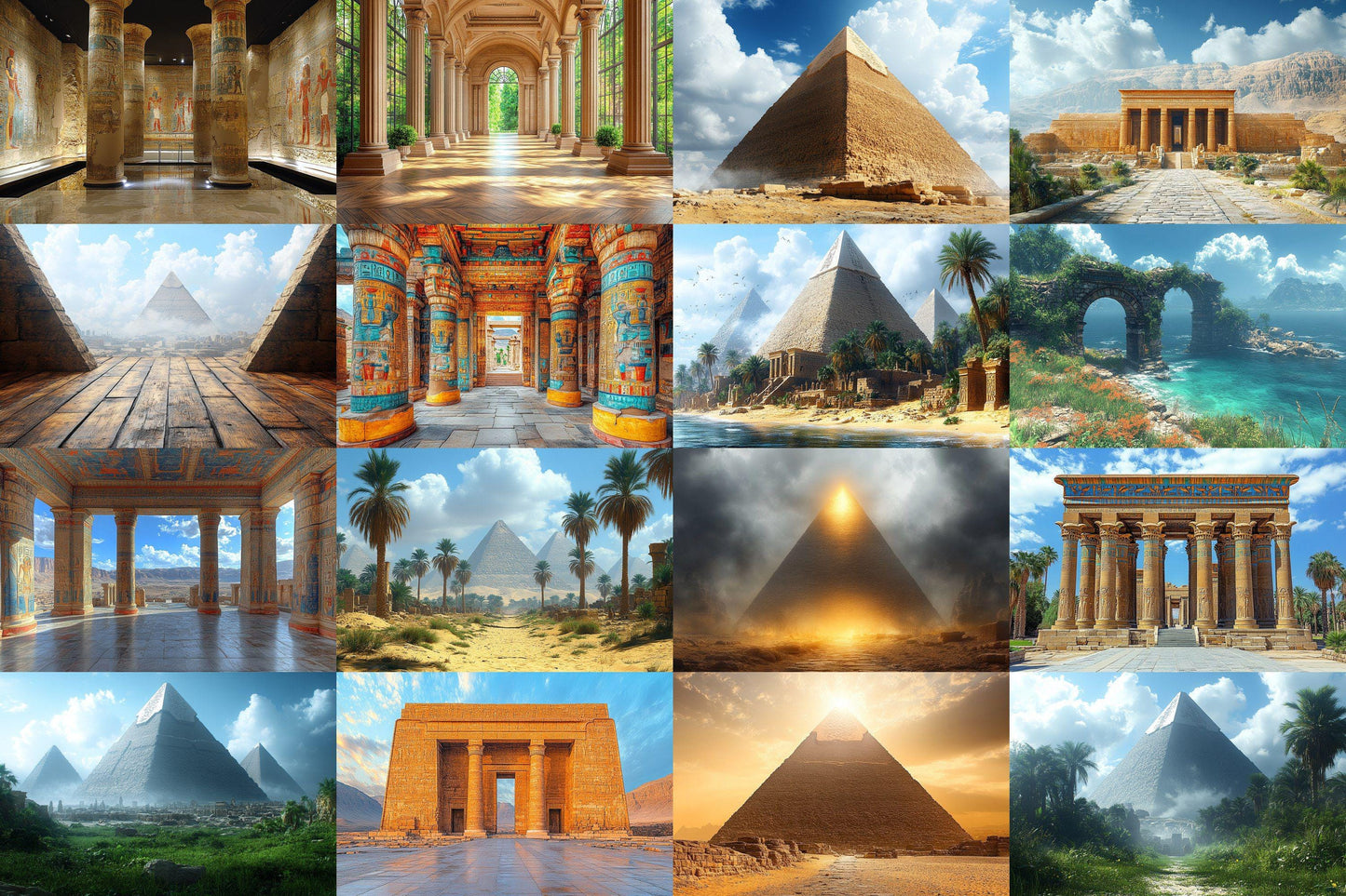 Ancient Egyptian Backdrops - Pyramids Temples Photography Backgrounds - Pharaohs Ruins Historical Scenes - Digital Download