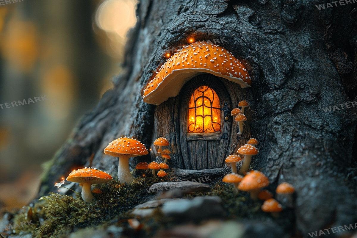 Magical Fairy Door Backdrops, Enchanted Forest Treehouse Digital Background, Whimsical Fantasy Secret Garden - Photoshop - Photo Editing