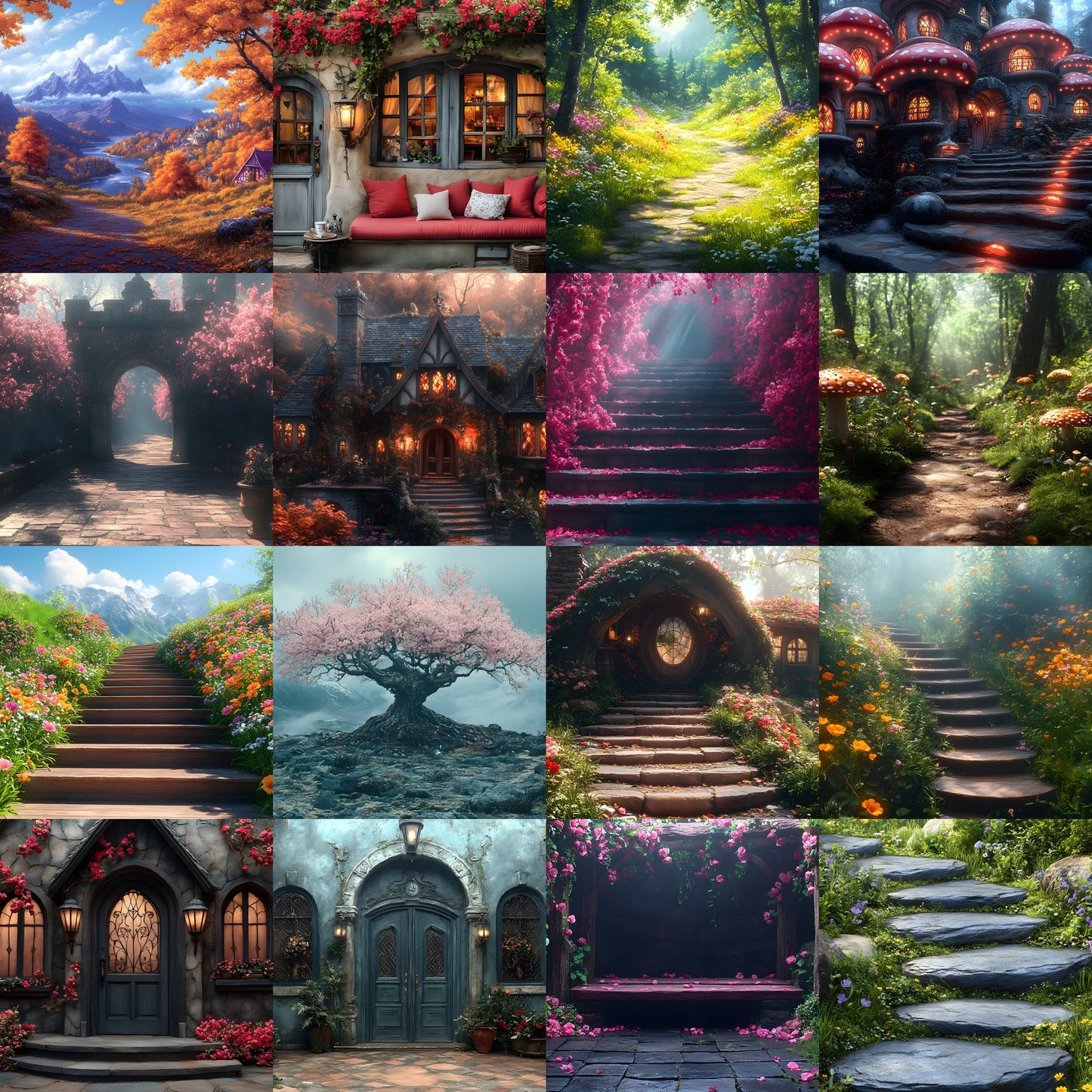 Alice in Wonderland Backdrop Set, Fantasy Photography Backgrounds, Digital Wonderland Scenery, Whimsical Party Decorations, Photo Booth
