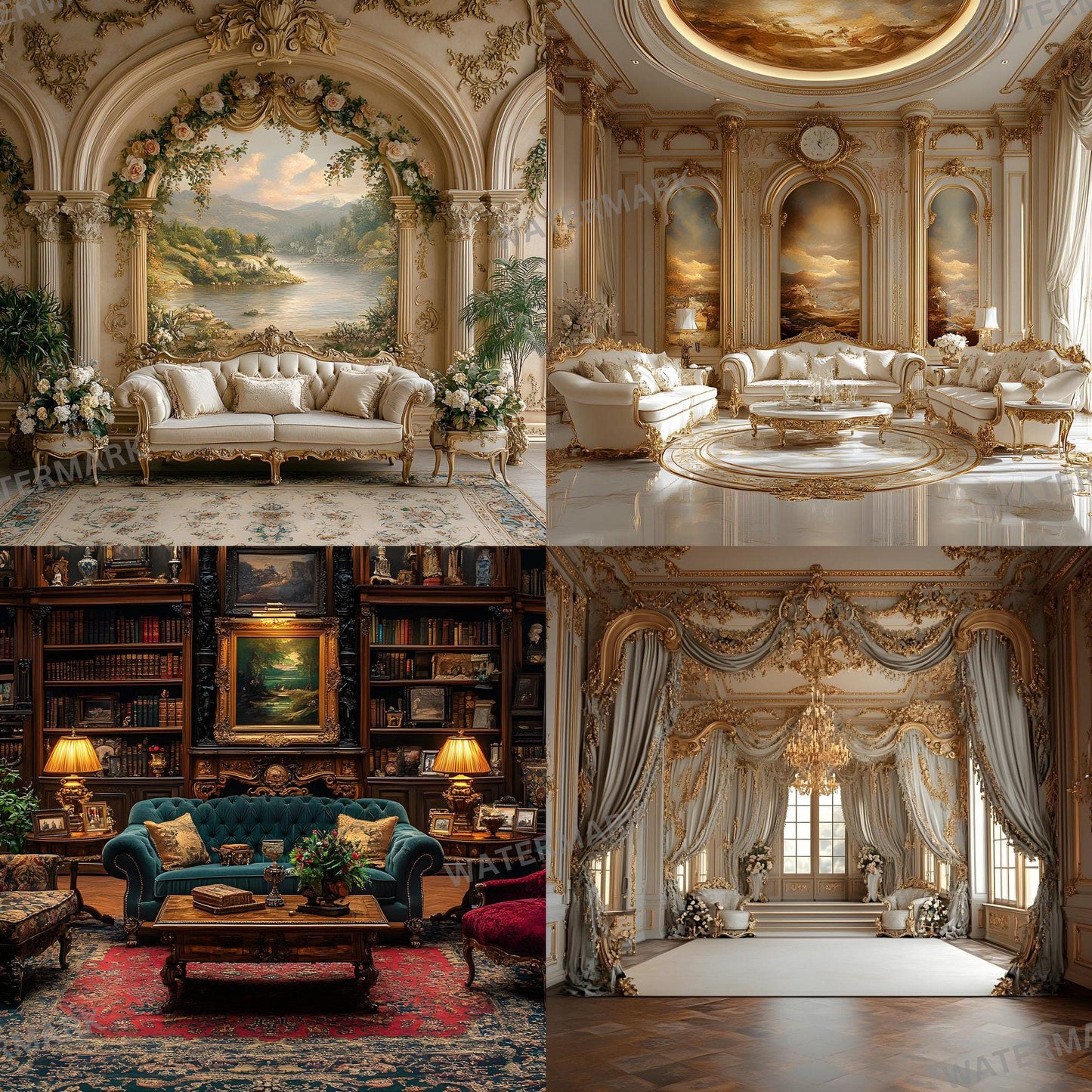 Royal Sitting Backdrops - Regal Digital Backgrounds for Portraits, Branding & Photography - Regal Room Backgrounds - Luxury Backdrops