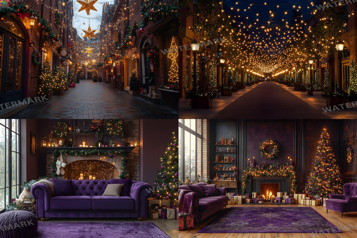 Purple Christmas Backdrops, Christmas Background, Digital Christmas Wallpapers, Photoshop, Photography Backdrops - 3:2 Ratio