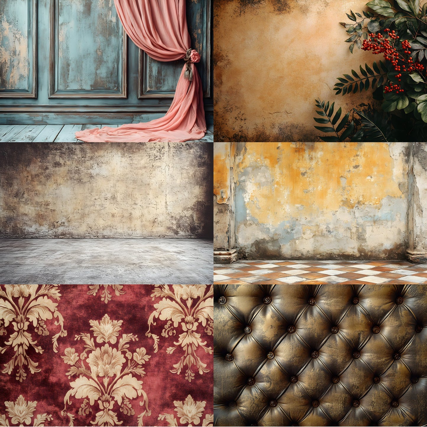 Brown Vintage Textured Wall Digital Backdrop, Photography Background for Portrait, Rustic Photo Booth, High-Resolution Images