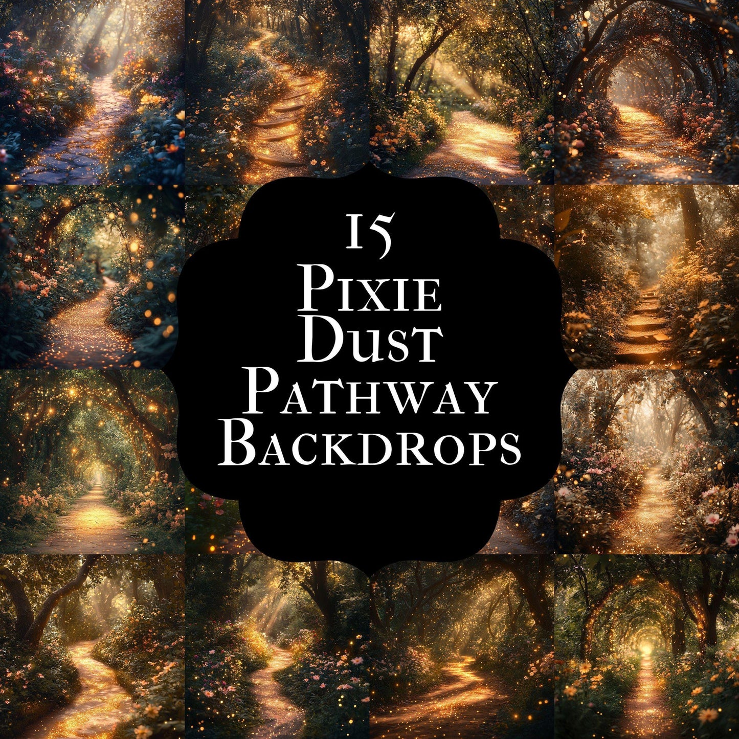 Pixie Dust Pathway Digital Photography Backdrops - Enchanted Forest Photoshop Overlays - Fairy Tale Backgrounds - Master Composites