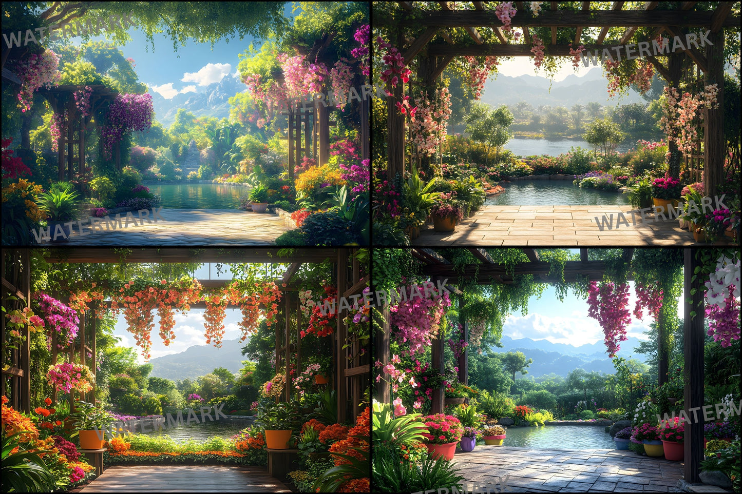 Orchid Garden Digital Backdrop, Botanical Photography Background, Floral Photo Prop High-Res Image, Wedding, Portrait