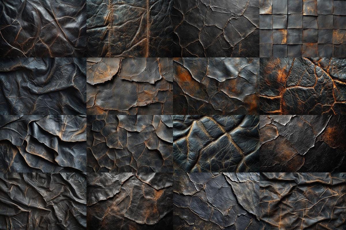 BLACK WEATHERED LEATHER - Textures Photography Backdrop
