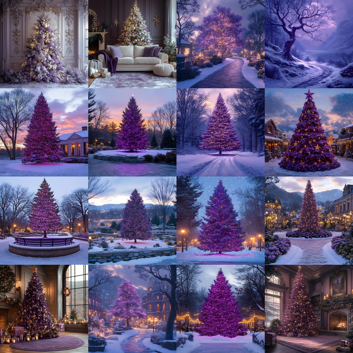 Amethyst Christmas Backdrops | Violet, Purple Christmas Festive Backdrops, Holiday Season Christmas Background