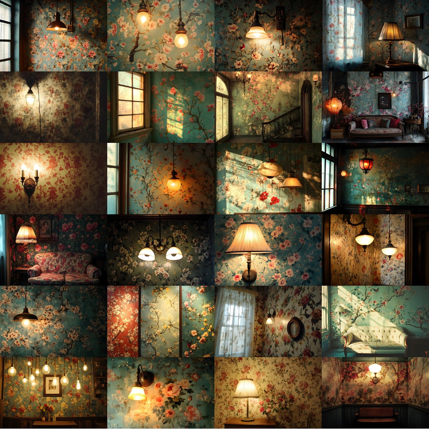 Vintage Wallpaper Room Backdrops, Photography Backgrounds, Digital Download for Portrait Photography, High-Resolution Images