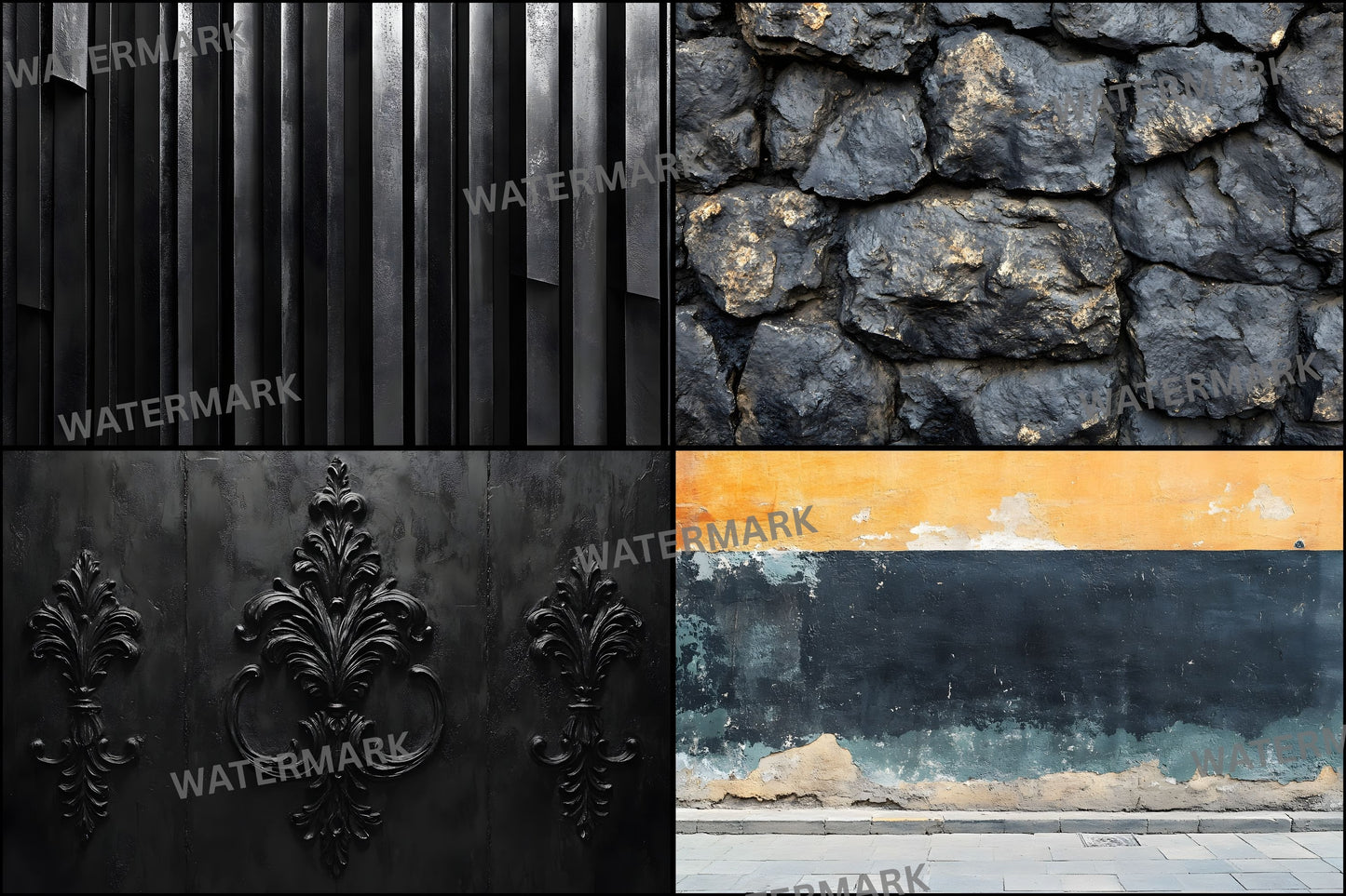Vintage Black Textured Wall Digital Backdrop, Dark Photography Background for Portrait, Moody Fine Art Texture