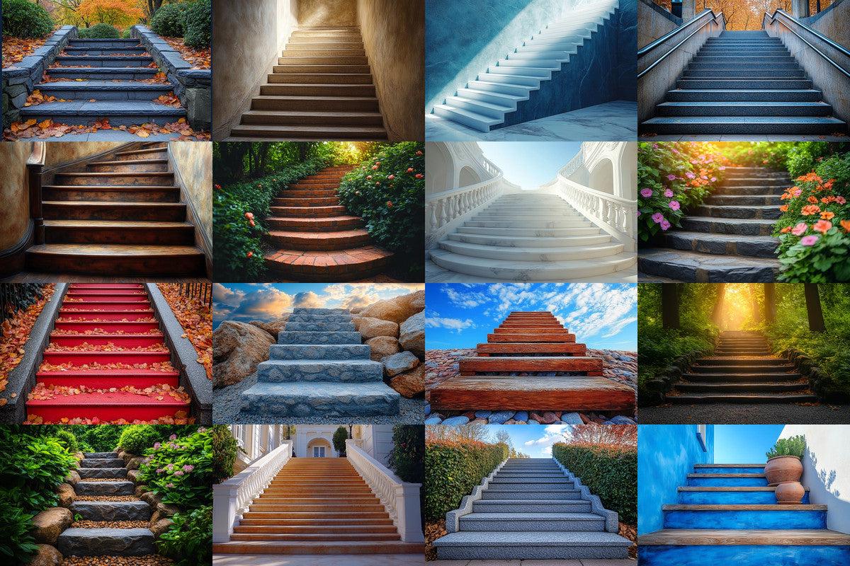 Warm Stairs View Backdrops - Professional Photo Editing Overlays for Stunning Visuals