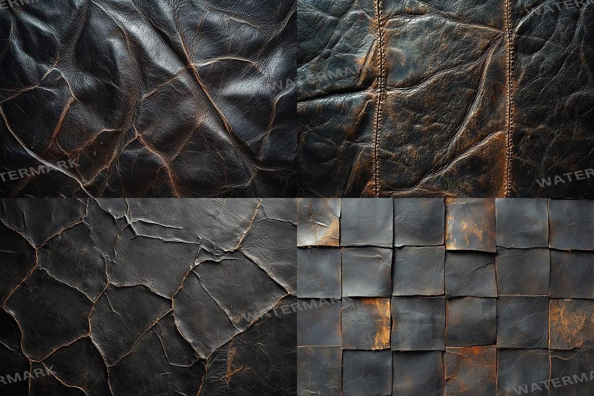 BLACK WEATHERED LEATHER - Textures Photography Backdrop