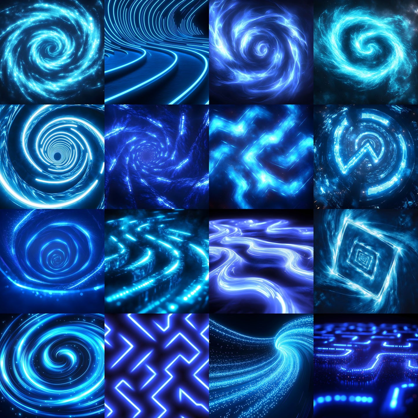 Abstract Blue Neon Lights Digital Backdrop, Modern Photography Background for Portraits, Photo Overlays, Creative Graphic Design Resource