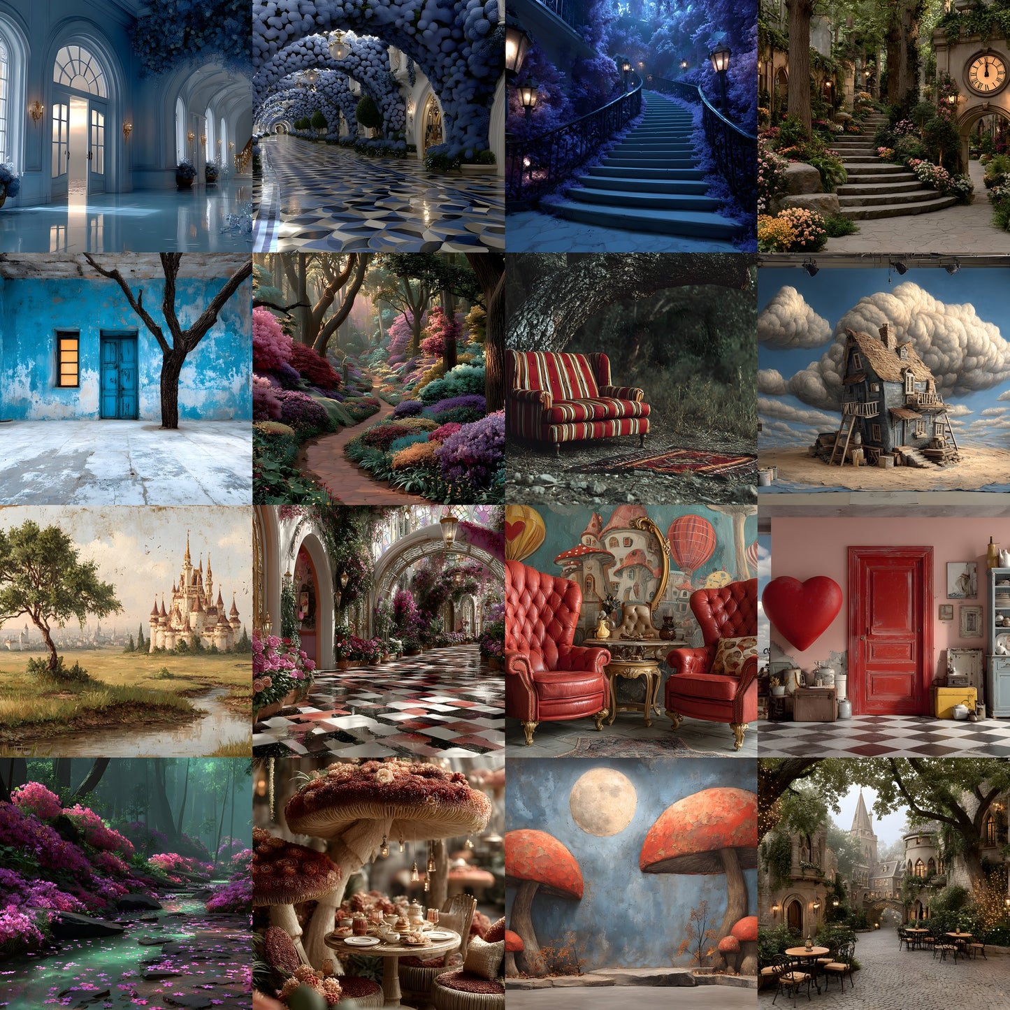 Alice in Wonderland Photography Backdrop, Whimsical Background, Digital Download for Portrait Photoshoot, Fantasy Party Decor, Ratio
