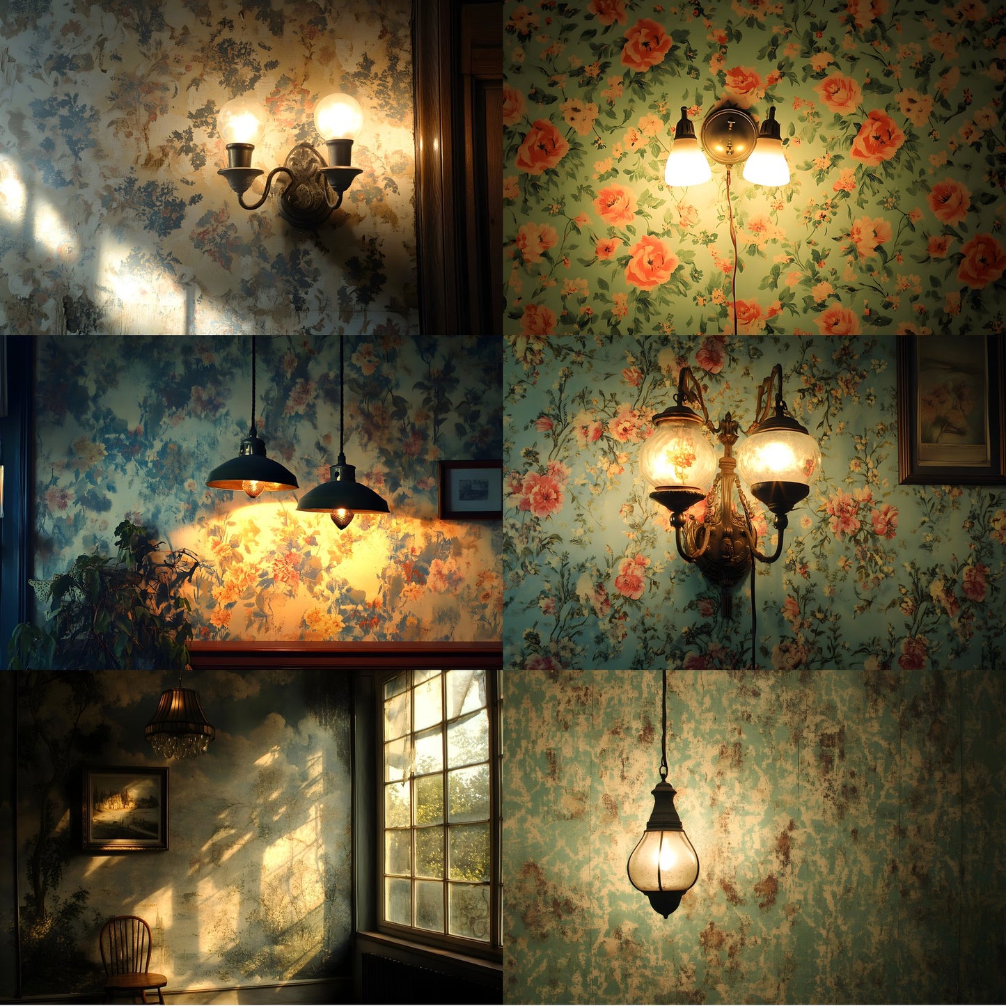 Vintage Wallpaper Room Digital Backdrop, Photography Backgrounds, Antique Interior Photo Prop, High-Res Image for Photographers