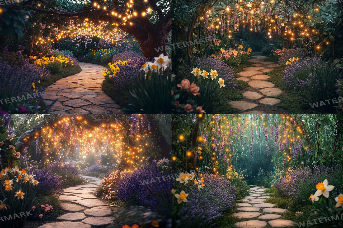 Fairy Garden Pathway Backdrop: PNGs for Magical Photography, Whimsical Forest Setting, Enchanted Path Digital Backdrops