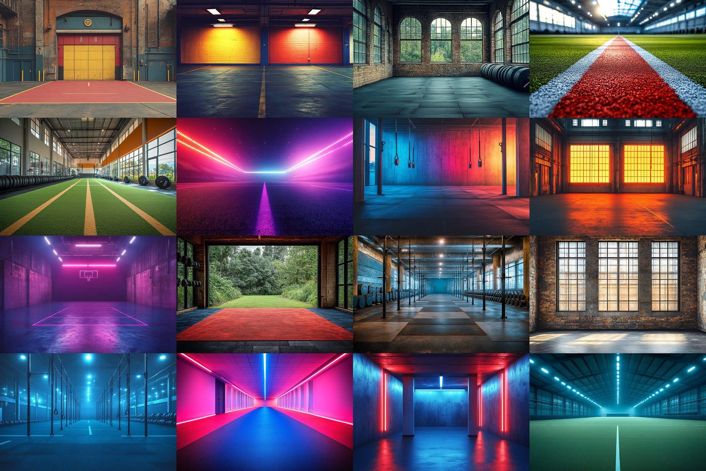 Crossfit Studio Backdrops, Modern Fitness Gym Interiors, Industrial Workout Spaces, Athletic Training Digital Backgrounds